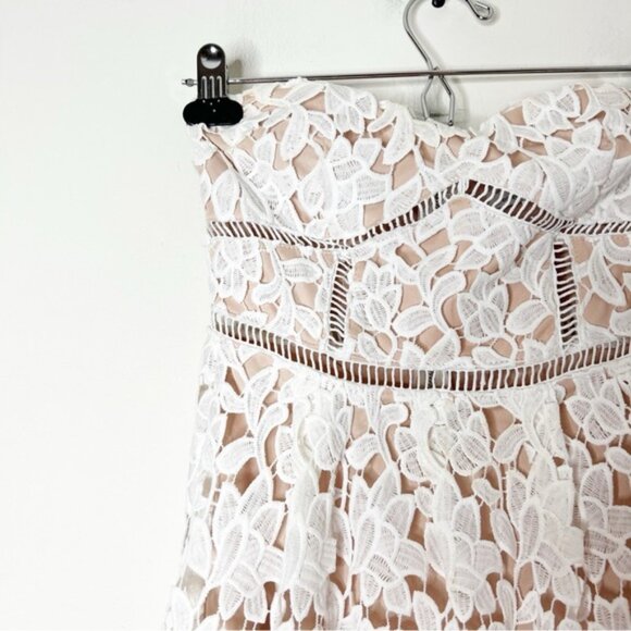 LULUS Pinnacle of Prestige Ivory Lace Midi Dress Strapless White Bridal Size XS - Picture 10 of 16